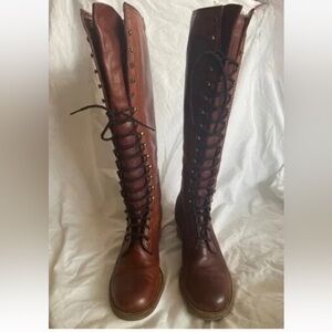 Frye Black Label vintage Brown Lace-Up Boots Victorian combat Style